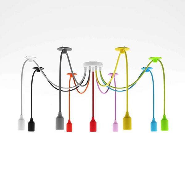 Lámpara colgante de 9 cabezas con múltiples colores y gancho flexible ~4667 – Sin bombilla