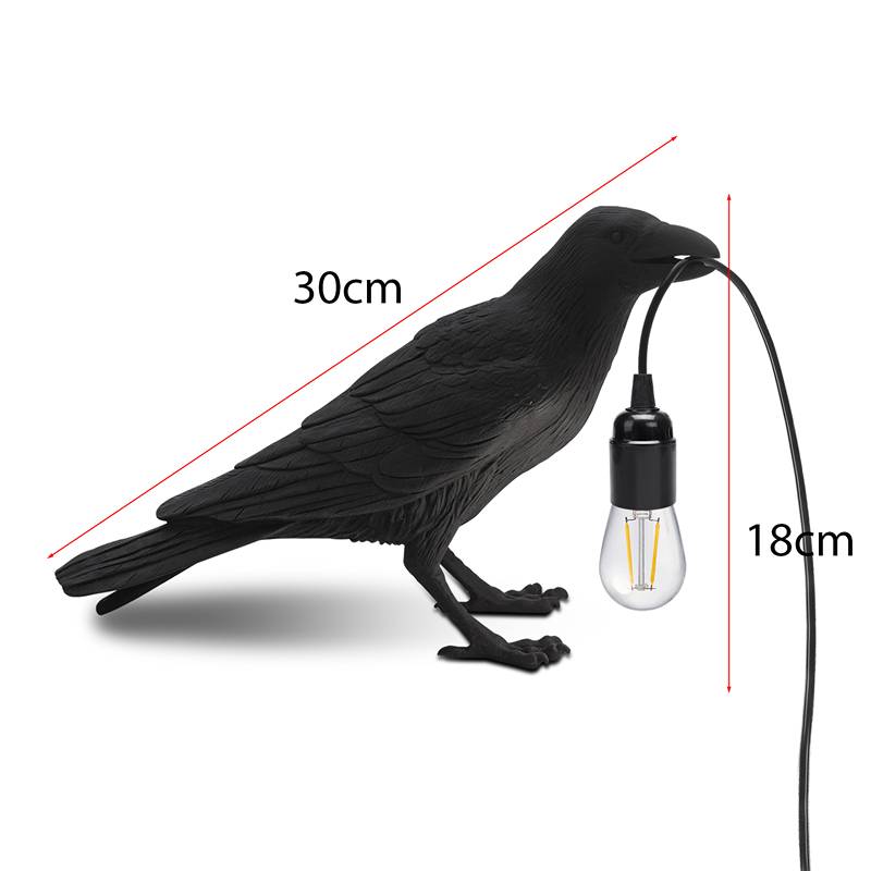 Black Raven Shape Rasin Bird Table Lamps / Desk lamp-Size