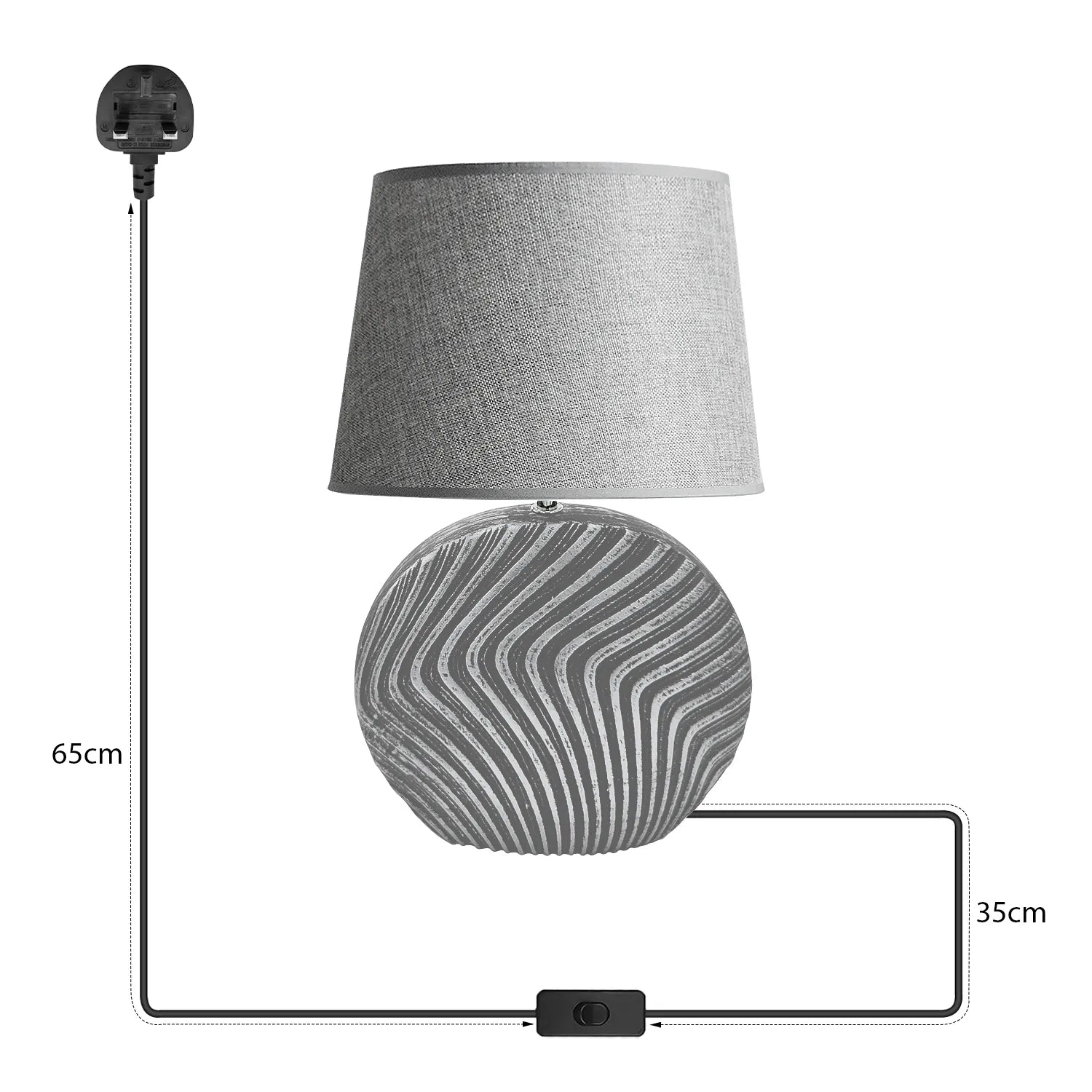 Wave Line Ceramic Base Table Lamp Plug in Light