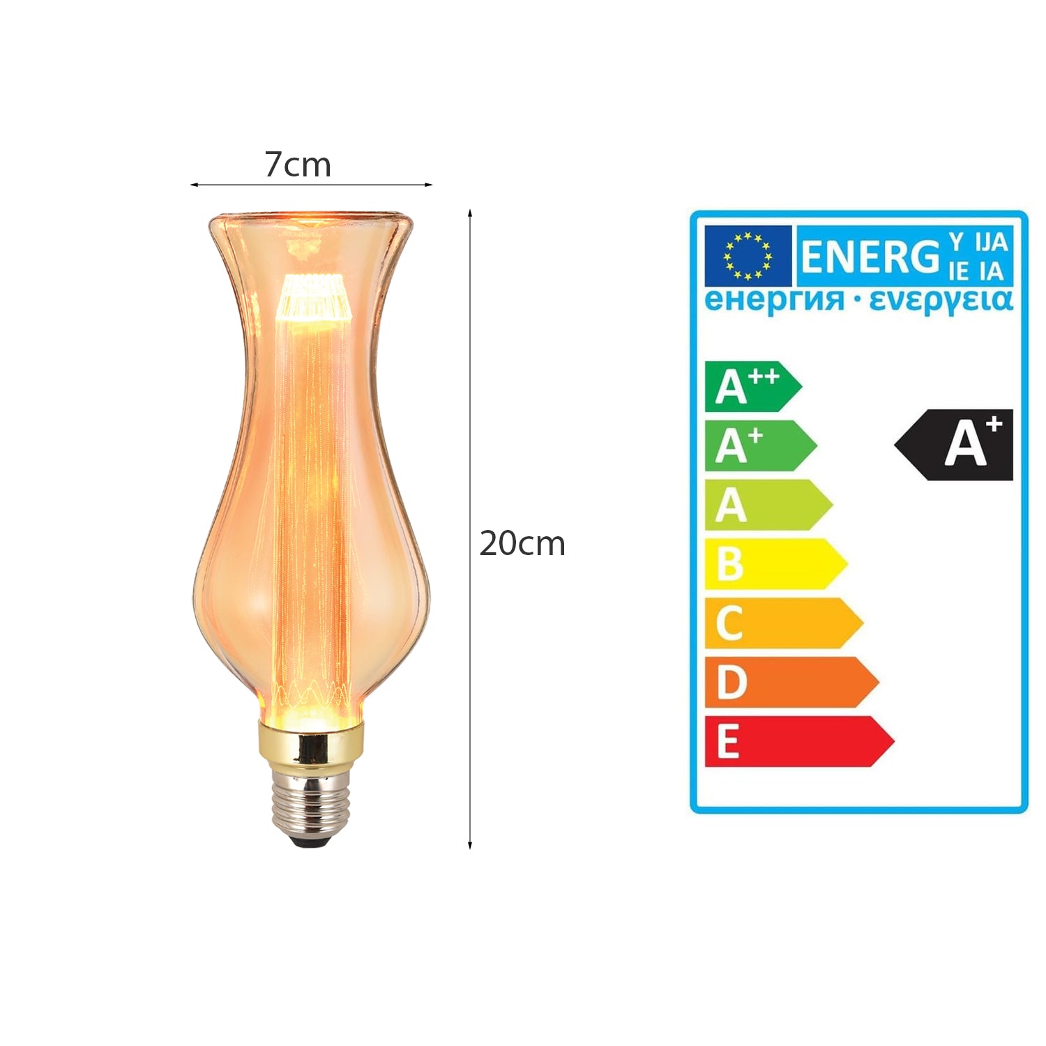 E27 Vintage Edison Light Bulb 3W Non Dimmable Filament Bulb-Size