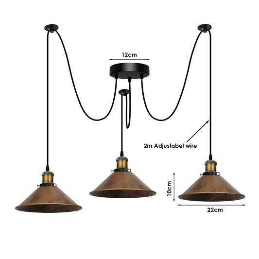 Spider Pendant Lamp 3 Way Hanging Brushed Copper Ceiling Lamp Lighting~4069