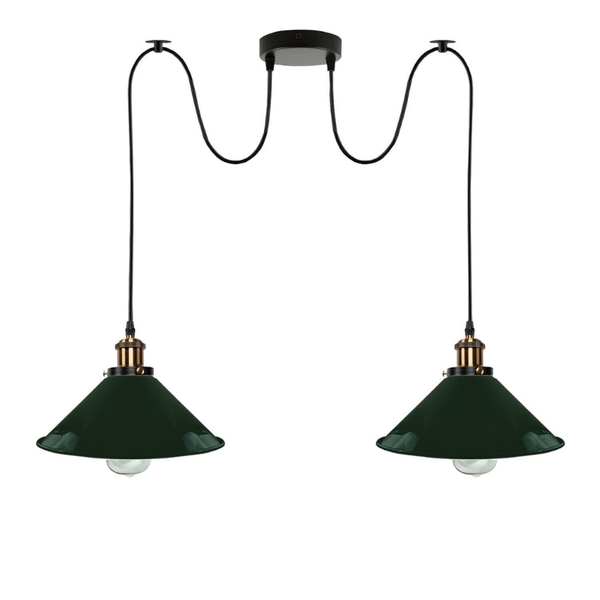 Industrial Retro 2-Light Pendant Lamp ~5330 – Green / Yes