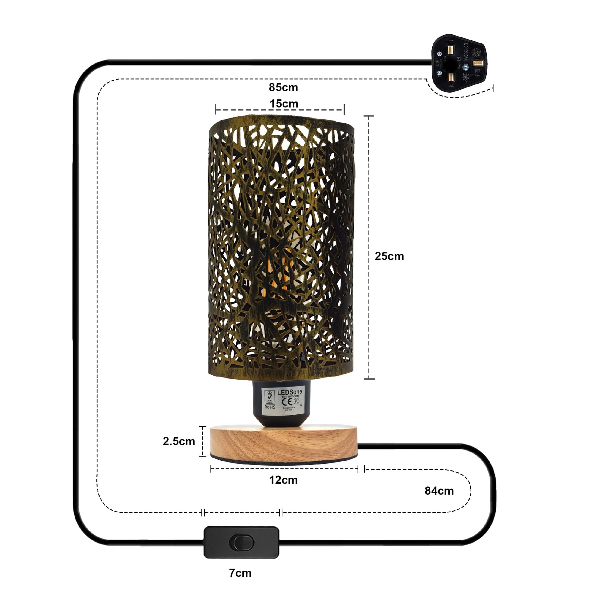 Table lamp with dimensions