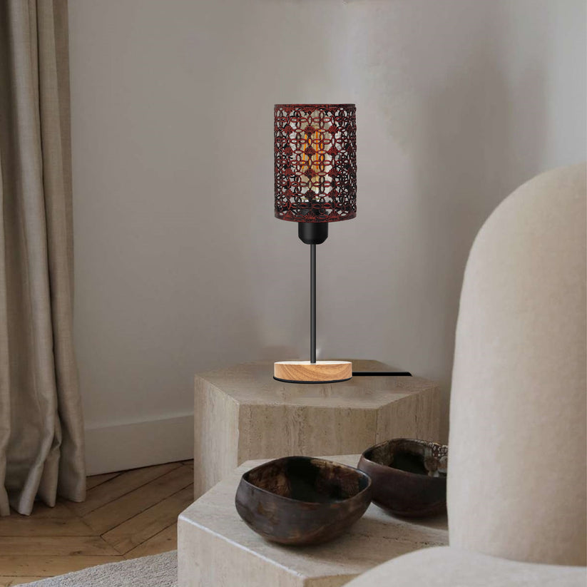 Black Metal Wire Cage Table Lamp