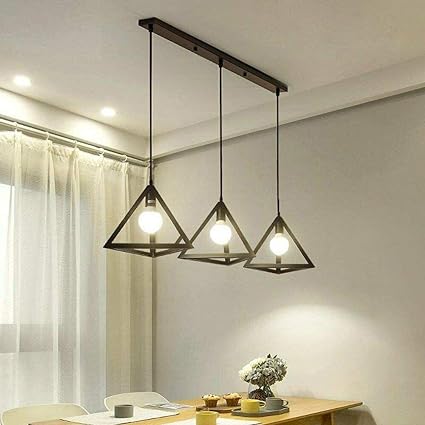 Modern 3-light matte black geometric triangle pendant
