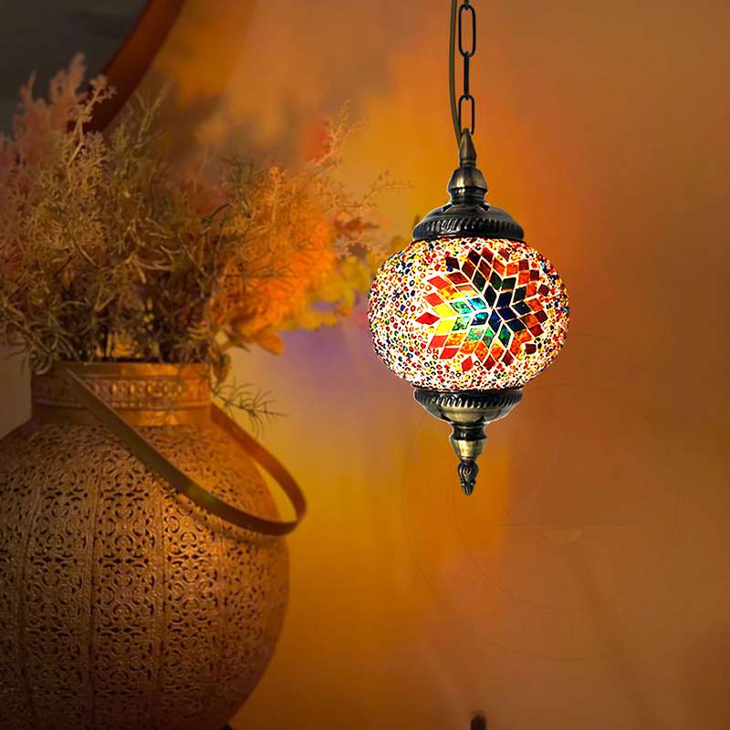 Turkish Mosaic tiles Glass Pendant Light fixture Globe shape-Application 2