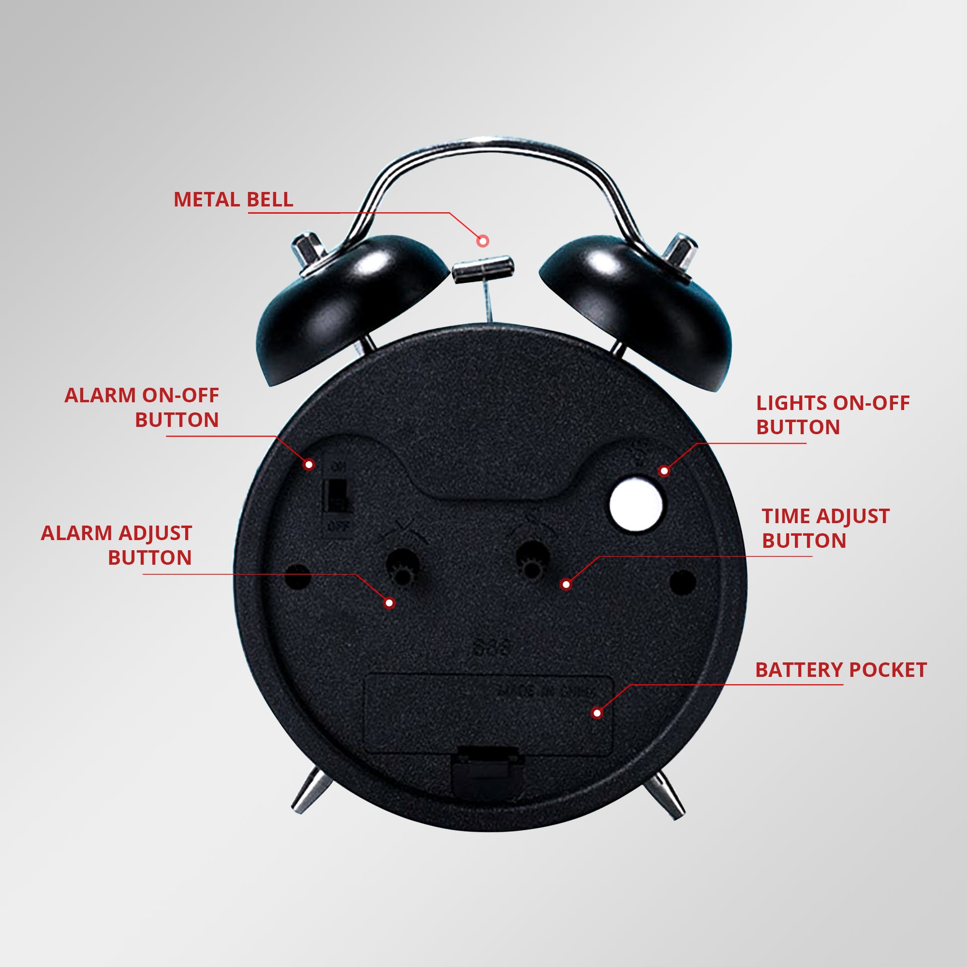 Twin Bell Alarm Analog Clock