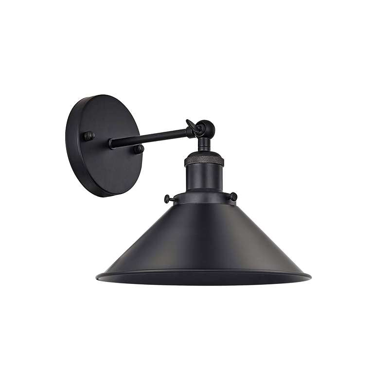 Black Cone Shade Wall Lighting Adjustable Arm