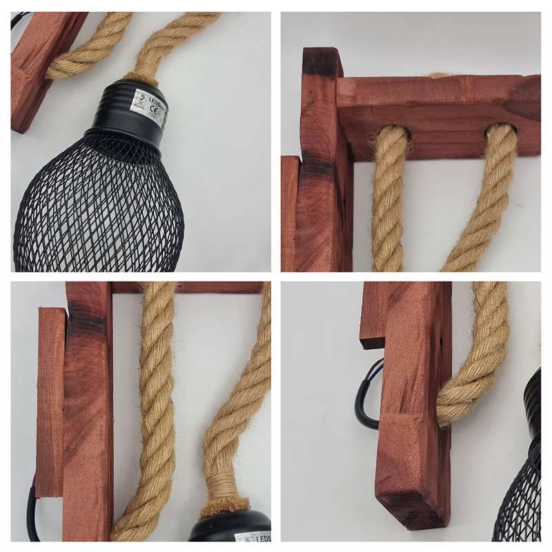 Industrial Rope Wall Lights and Sconces Wood Hemp Cord Accents