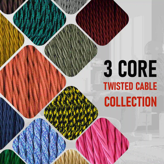 2 core Twisted Italian Braided  Fabric Cable, Electrical Lighting Cable~4084
