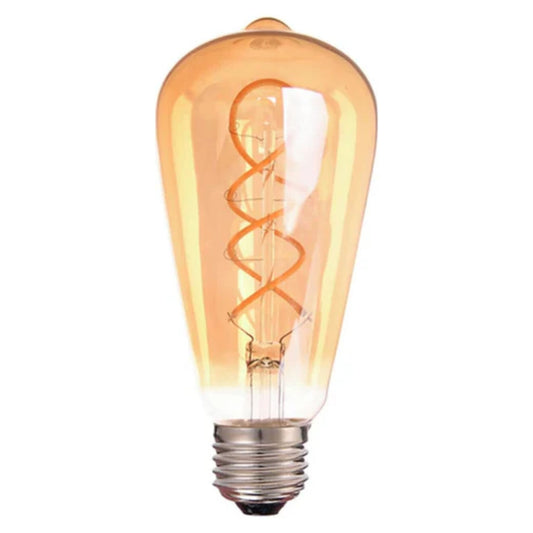 LED Light ST64 Bulb 4W E27 Screw Warm White Spiral Filament Bulbs~1058