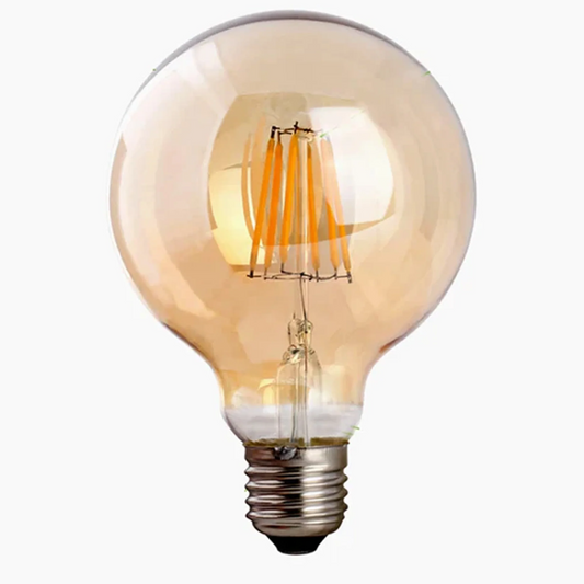 Vintage LED Filament E27 Bulb G95 8W Globe Amber Glass Screw Light Bulb ~3249