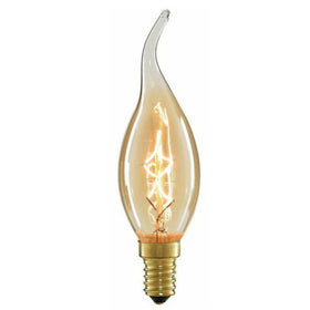 Bombilla espiral de filamento antiguo Edison C35 E14 de 60 W (año 1666)
