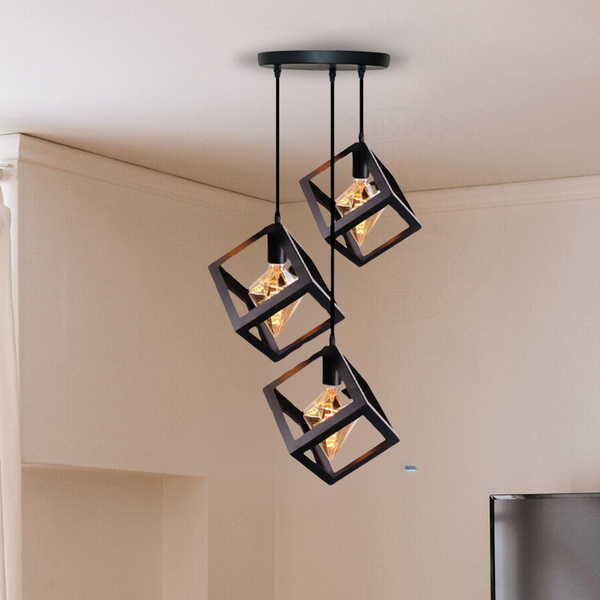 Verstelbare 3 lichts hanglamp Puleggia zwart met katrol Verstelbare 3 lichts hanglamp Puleggia zwart met katrol