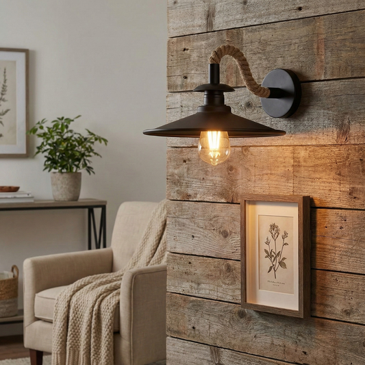 Aplique de pared negro con cuerda de iluminación ~5700