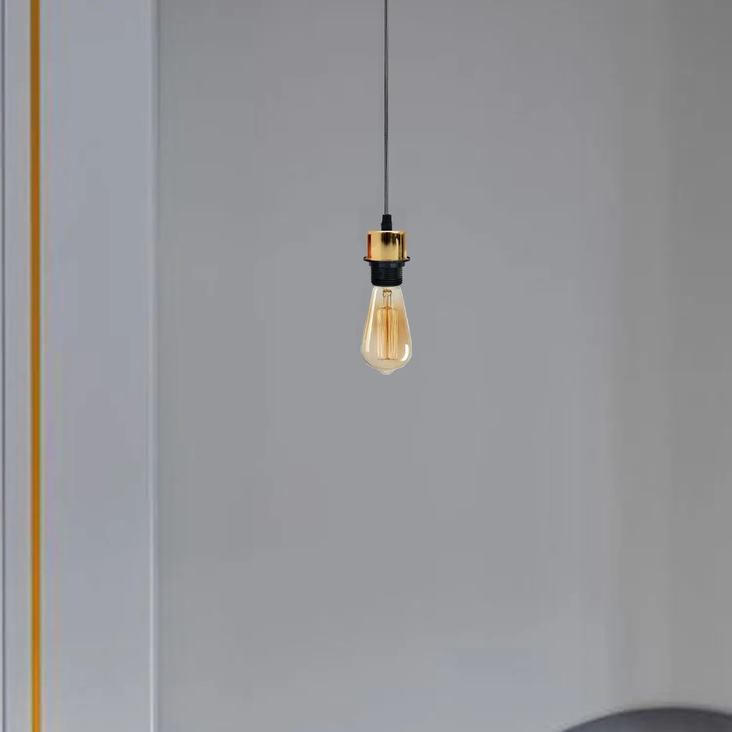 Lifestyle Kitchen | French gold pendant lights over kitchen island – industrial dining lighting UK