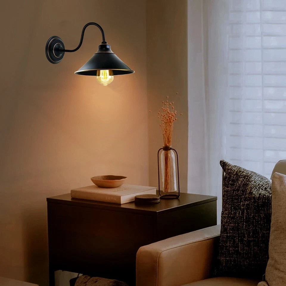 Nostalji wandlamp, zwart, hoogte 48 cm, metaal, E27 Nostalji wandlamp, zwart, hoogte 48 cm, metaal, E27