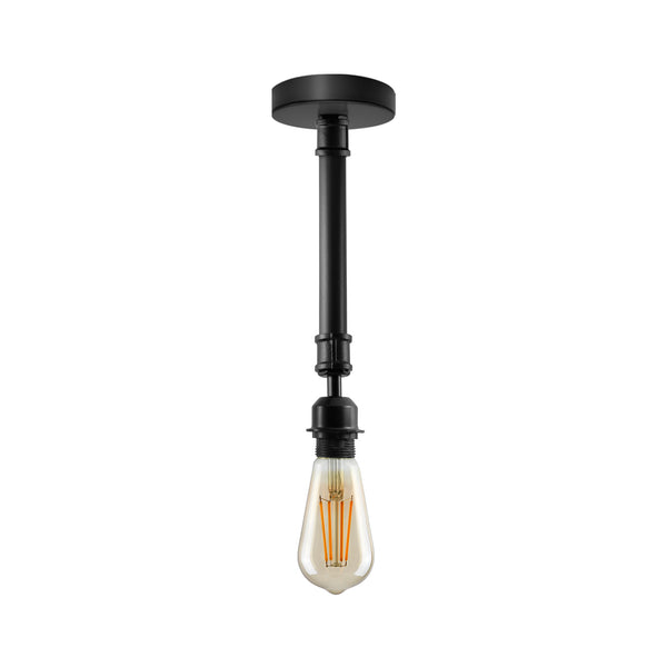 Lámpara de techo industrial con soporte E27, color negro, semiempotrada, estilo vintage, ~5462 – Sí