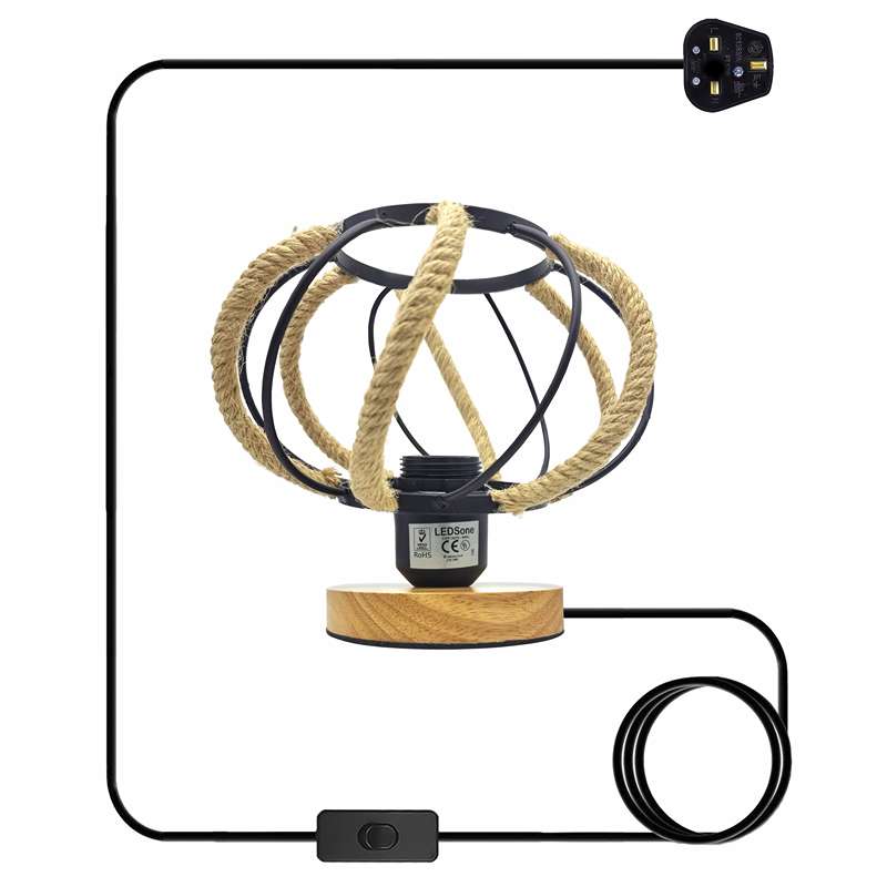 Industrial Table Lamp Black Holder Plugin E27 Adjustable Cable Night Light-app 4
