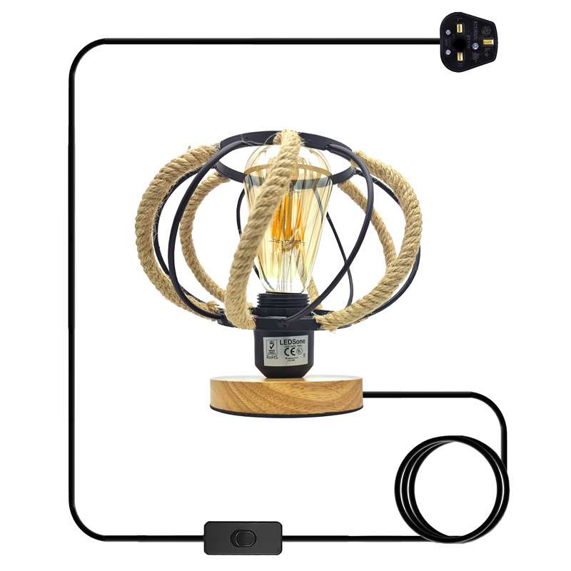 Industrial Table Lamp Black Holder Plugin E27 Adjustable Cable Night Light-app 5
