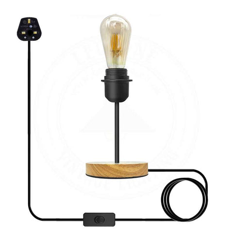 Vintage Black Table Lamp BS Plug With ON/OFF E27 Desk Light~4563