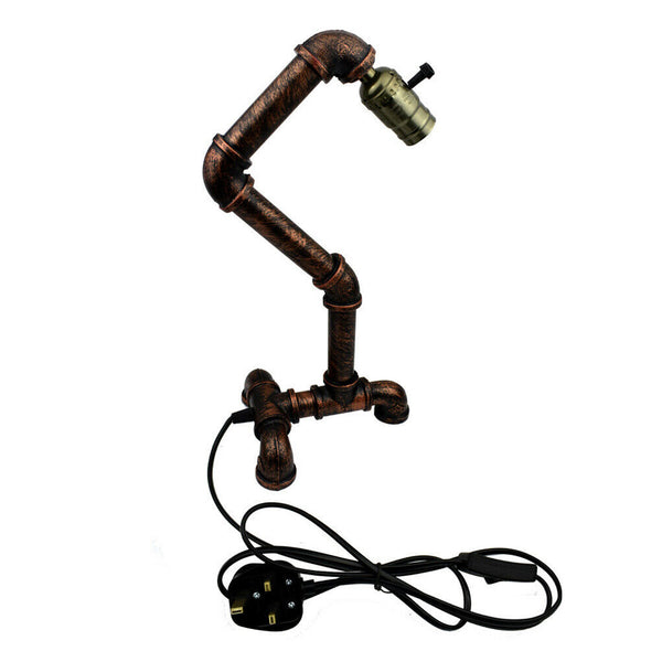 Industrial Steampunk Water Pipe Table Lamp E27~2836 – Rustic Red / No