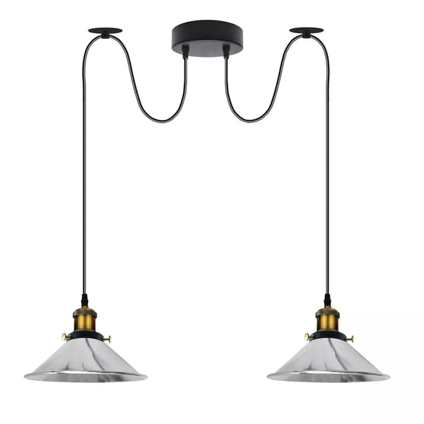2 Way Industrial Celling Hanging Lamp Pendant Light~3508 – Chrome / Yes