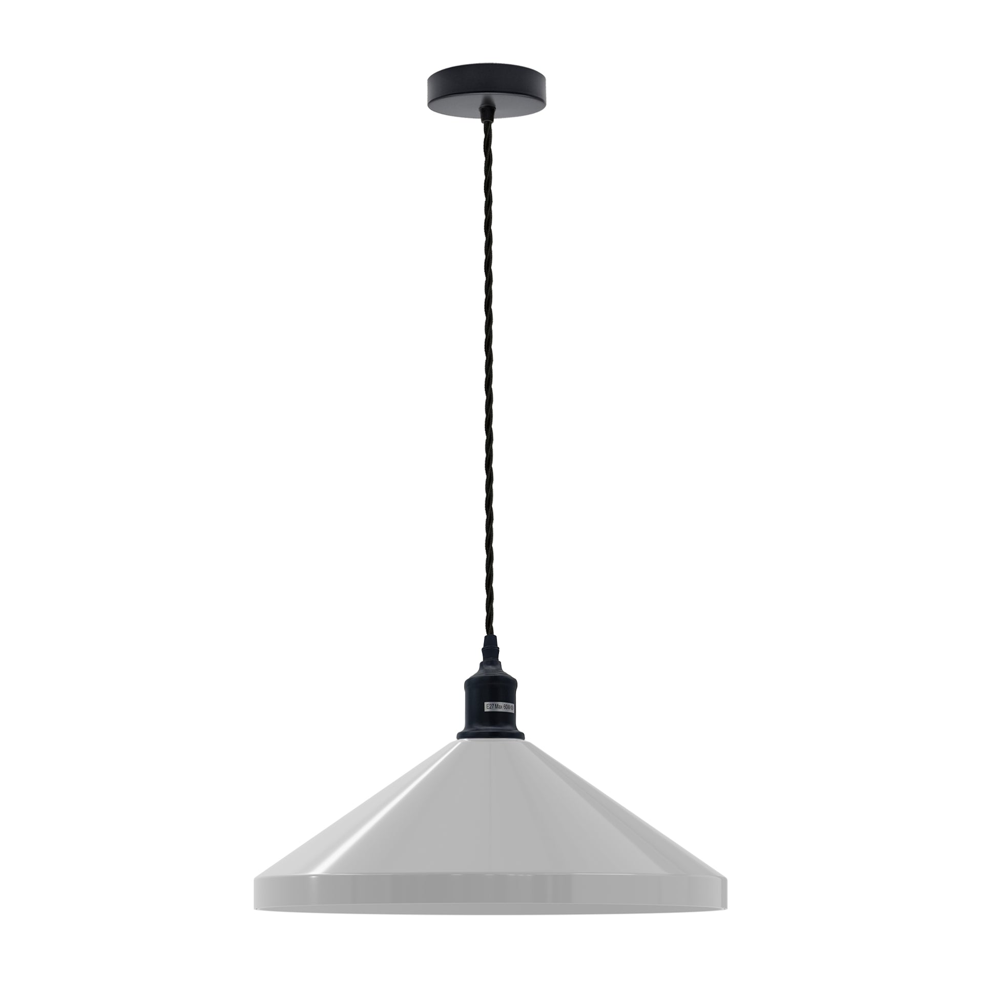 Black Hanging PVC with White Cone Lampshade Light