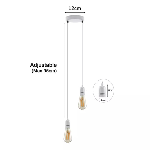 Vintage E27 Metal 2 head Ceiling Pendant Light Fitting~5663 – Yes / White