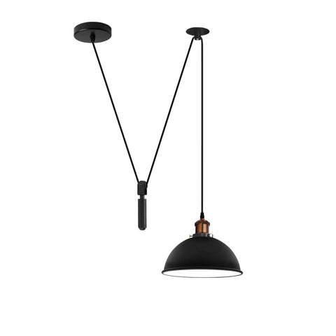Black Metal Shaded 2M Pulley Pendant Light ~6398