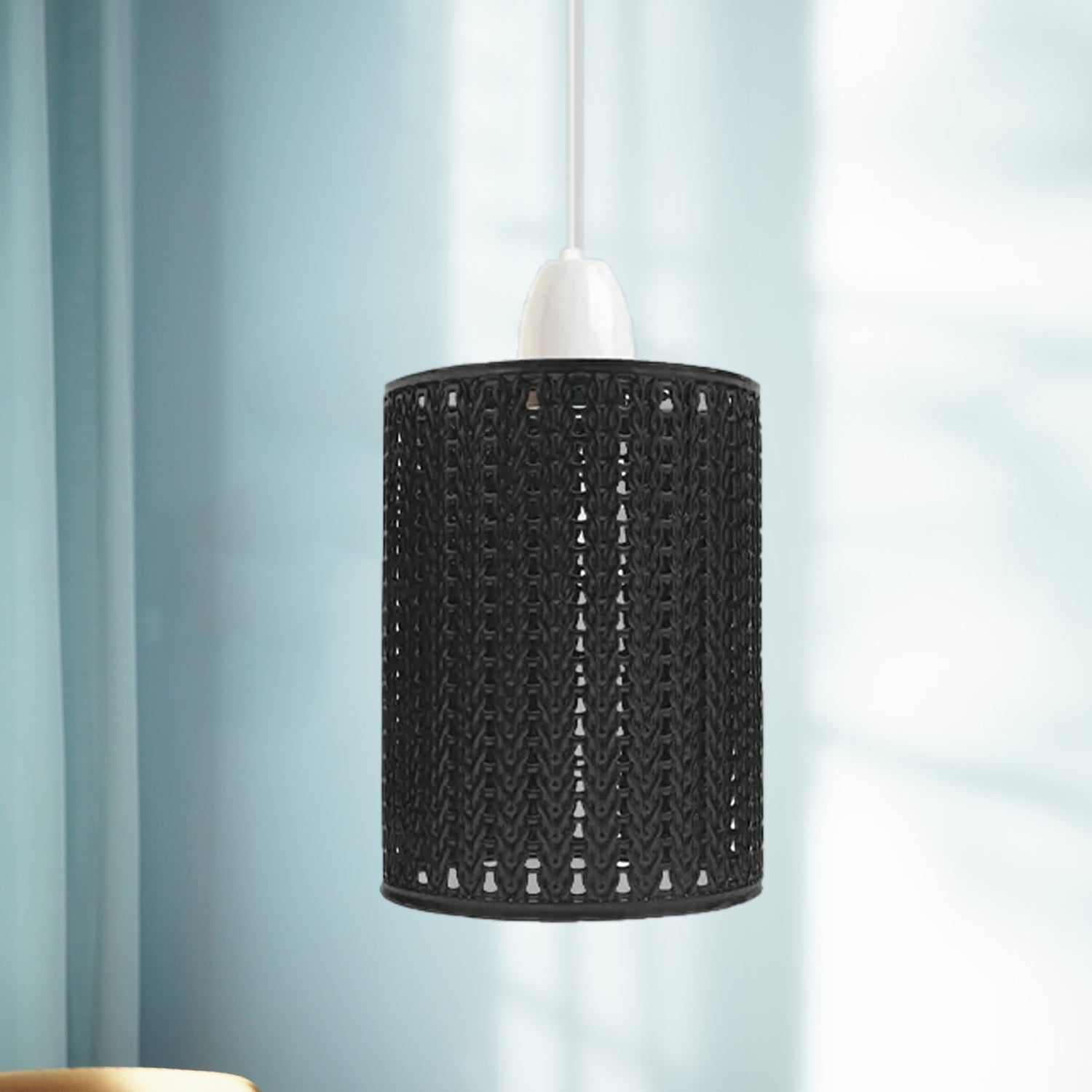 Wire table lamp, black, metal cage