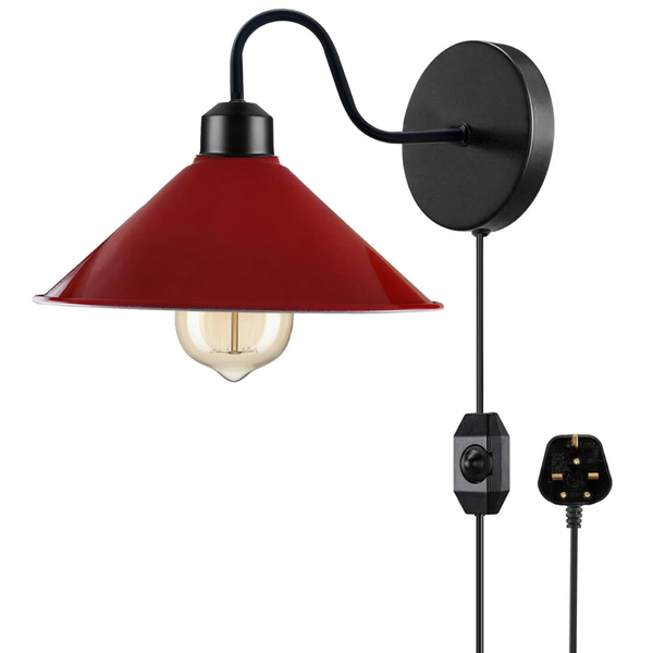 E27 Plugin Wall Light With Dimmer ~6442 – Red / Yes