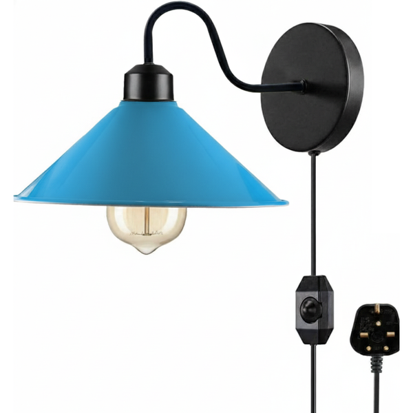 E27 Plugin Wall Light With Dimmer ~6442 – Blue / Yes