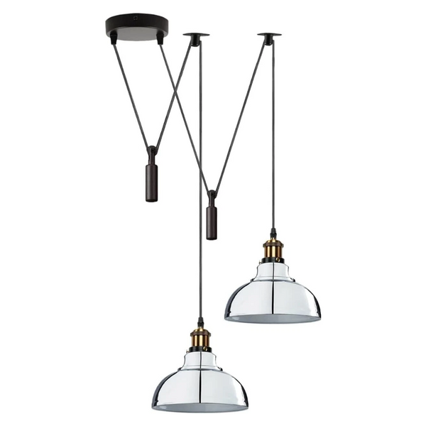 2 Head Ceiling Pendant Spider Light, 29cm Metal ~6147 – Chrome / Yes