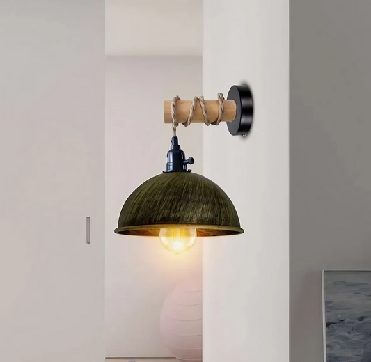 Wood wall lamp with Dome shade ~ 5166