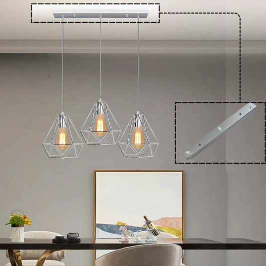 Modern Metal 3 Outlet Chrome Ceiling Rose 500 mm x 60 mm~4135