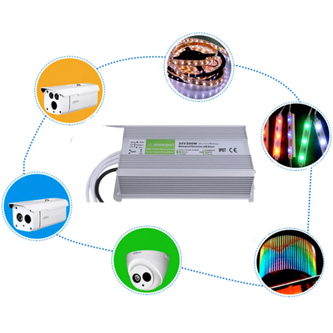 DC 24V 8.3A 200W IP67 Waterproof LED Driver Power Supply Transformer ~1226