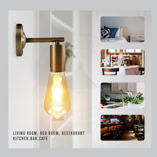 Yellow Brass Industrial Vintage Retro Metallic Sconce Wall Light Lamp Fitting~1693