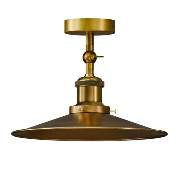 Vintage Metal Curvy Shade Yellow Brass Semi Flush Mount Lighting ~6207 – 01 Pack
