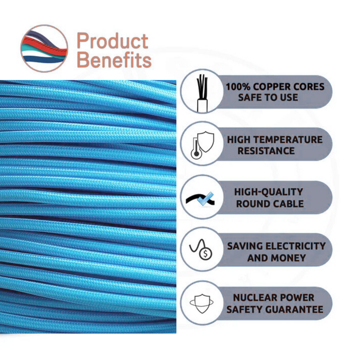 Black 2 Core Round Fabric Cable Detail