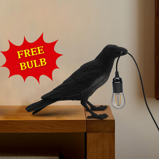 Black Raven Shape Resin Bird Table Lamps / Desk lamp FREE Bulb~4780
