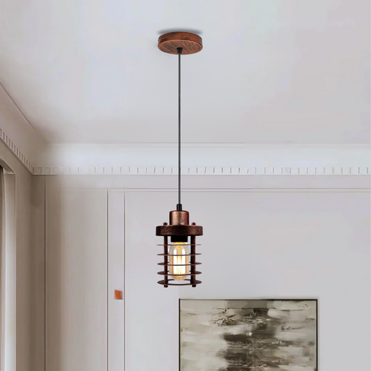 Modern Retro Step round Rustic Red cage pendant light round ceiling base ~4036