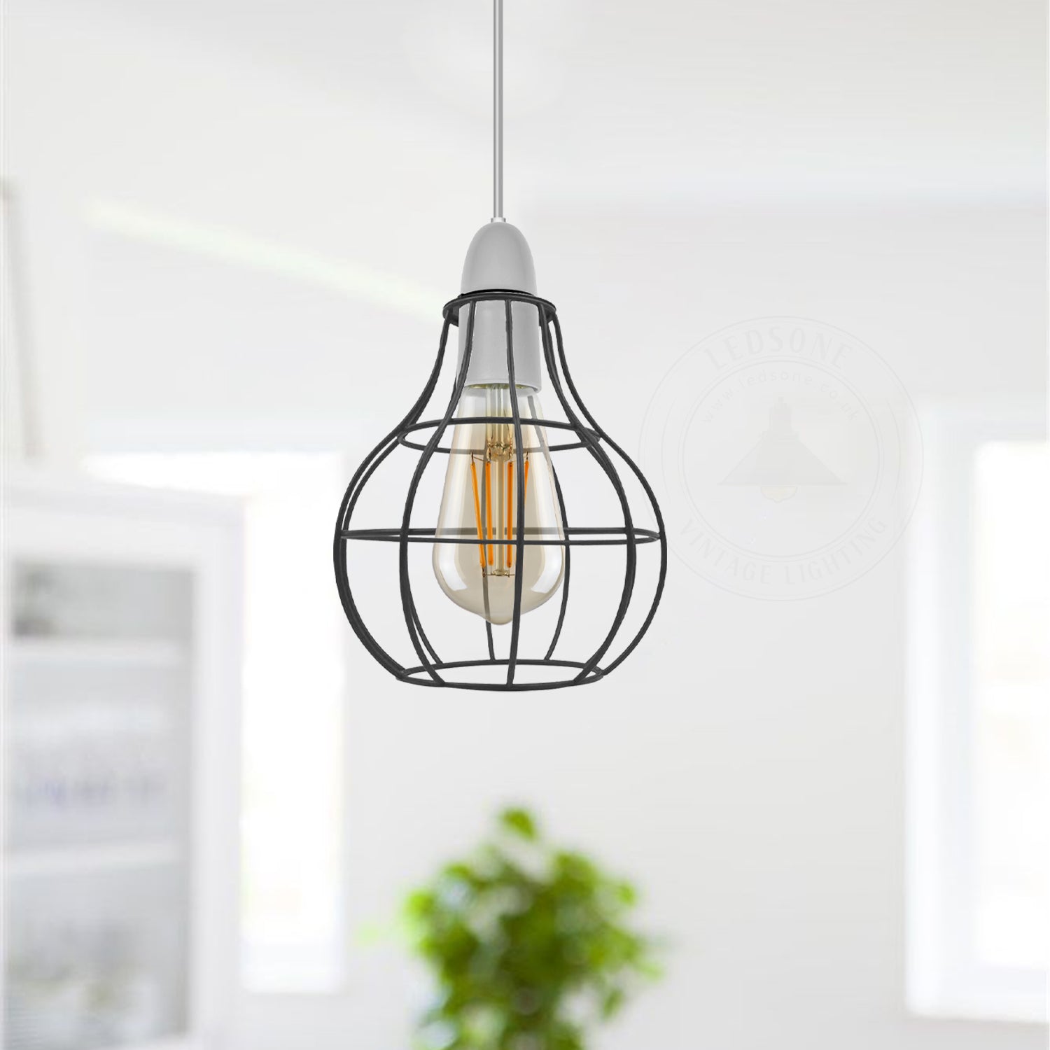Vintage Modern Industrial Retro Light Wire Cage - Application Image