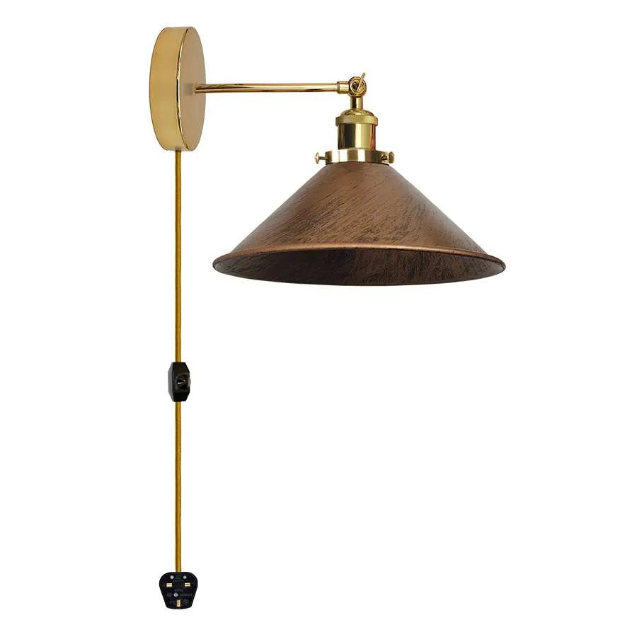 Brushed Brass plug in wall light without bulb
