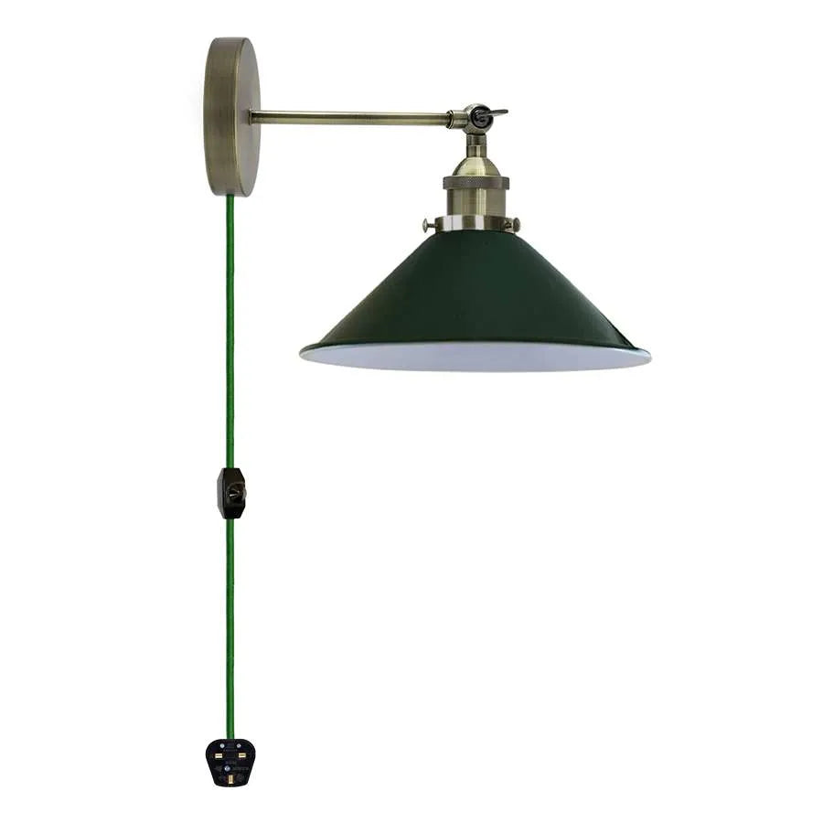 green plug in wall light without bulb