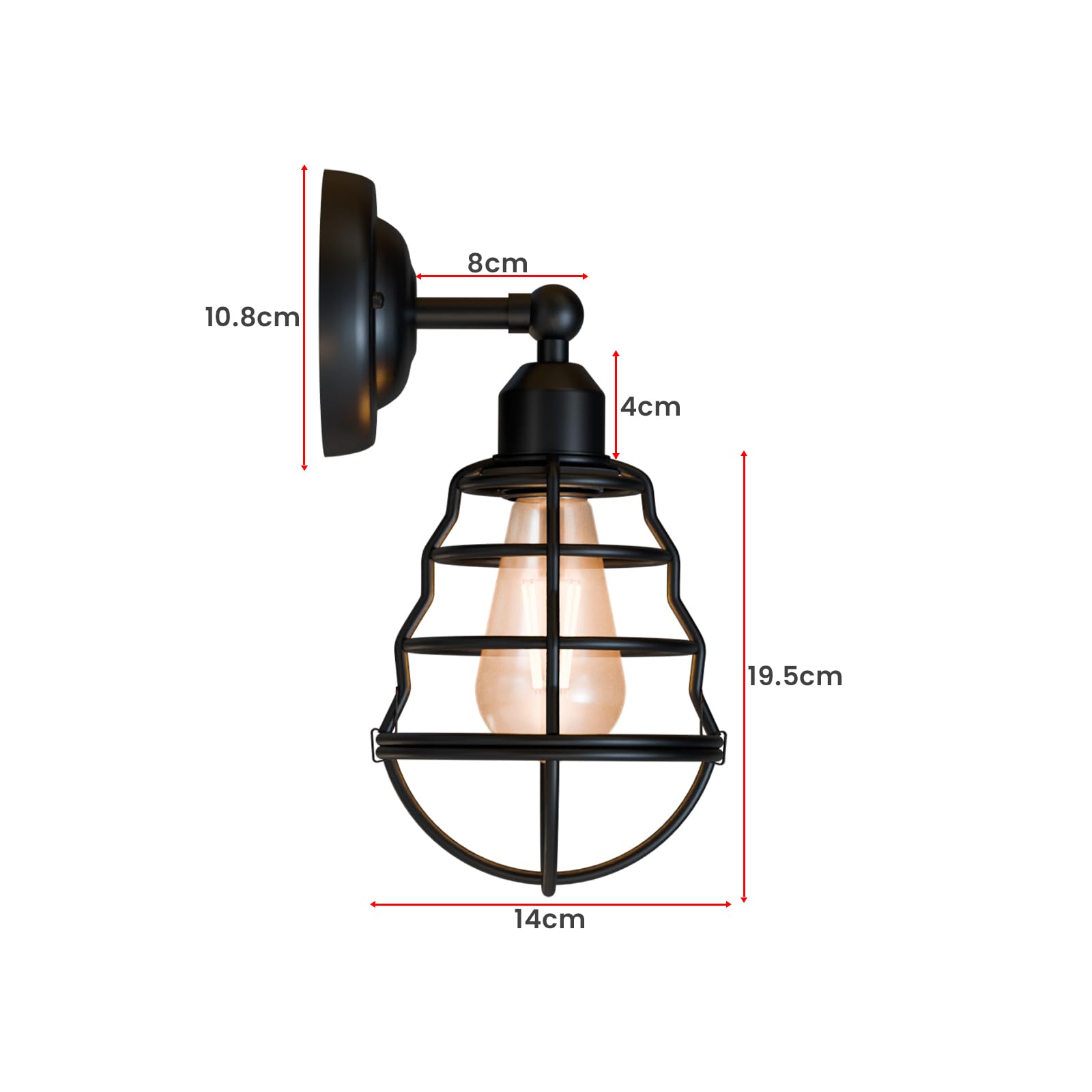 lights vintage applique light adjustable wall sconce with bulb, 1 pack industrial E27 lamp, adjustable vintage wall light kit, complete metal wall sconce
