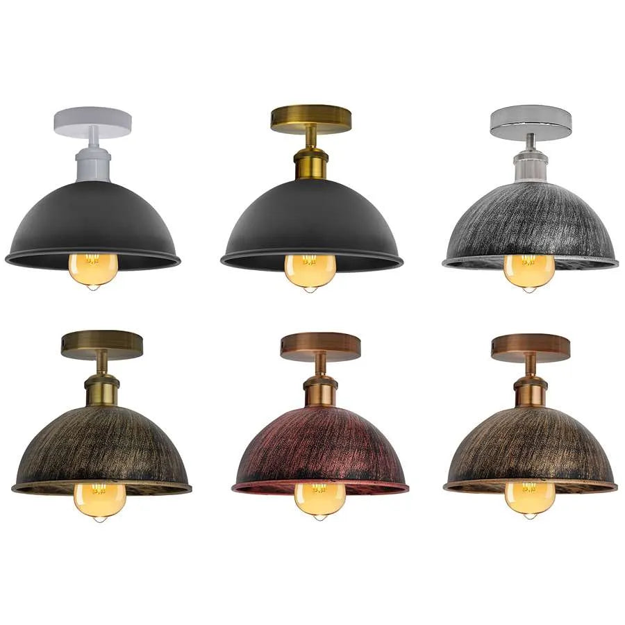 Vintage Retro Industrial Flush Mount Ceiling Light metal lampshade-Main image