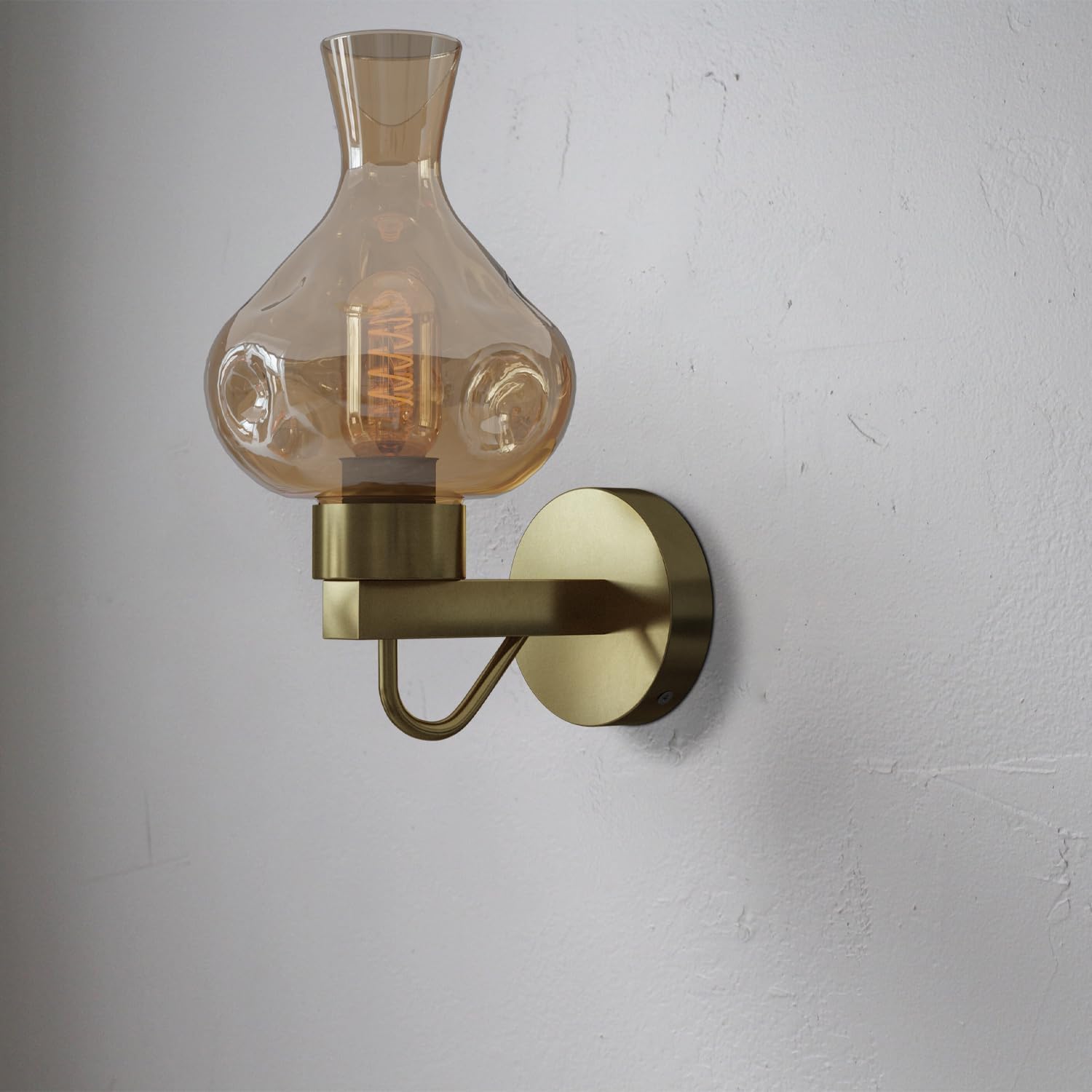 lighting modern lamp brass Copper wall sconce, mid-century modern wall light, brass finish sconce, amber glass wall fixture, vintage wall lamp