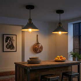 2 Pack Vintage Flush Mount Metal Cone Industrial pendant ceiling light ~6520