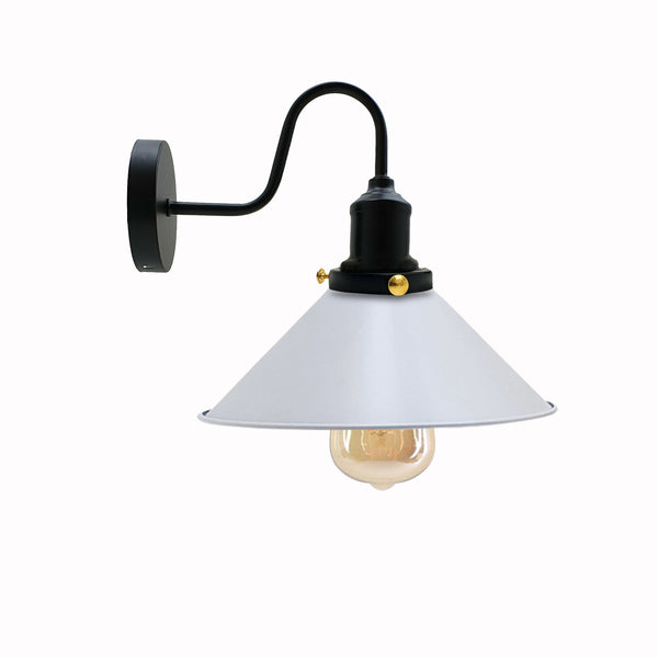 22cm Cone Metal Shade Wall Light Sconce ~3487 – White